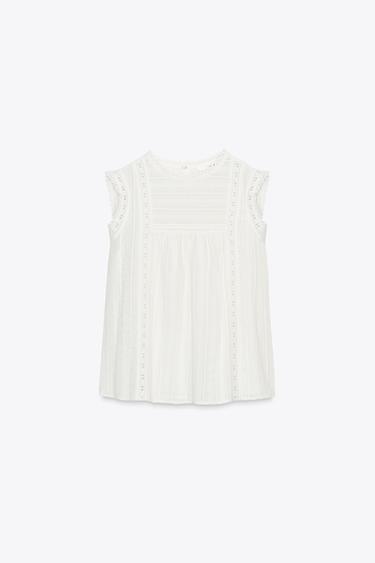 ROMANTIC SLEEVELESS TOP - Ecru by Zara - Image 3