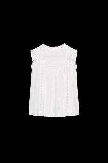 Zara ROMANTIC SLEEVELESS TOP - Ecru - Image 0