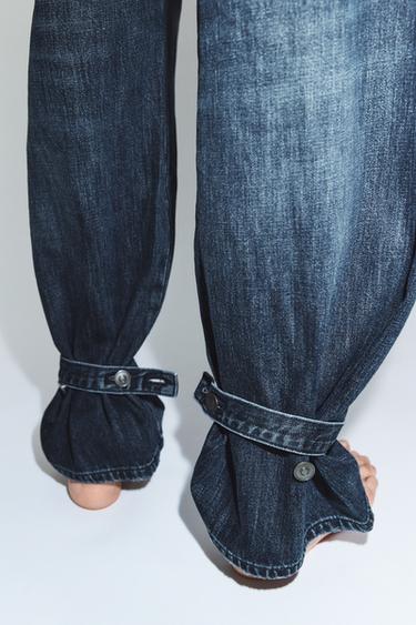 JEANS TRF BALLOON AVEC PATTES TAILLE NORMALE - Indigo de Zara