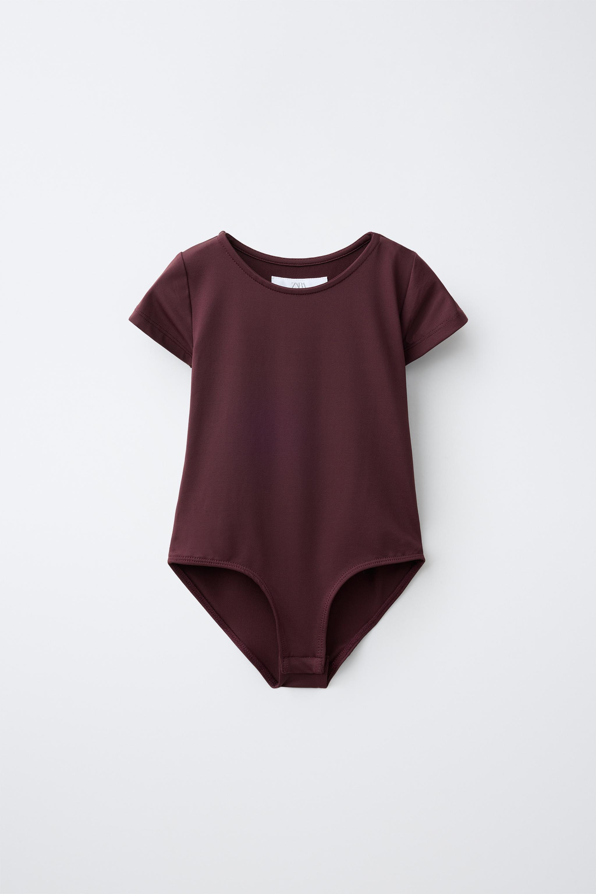 SHORT-SLEEVE POLYAMIDE BODYSUIT — Brown