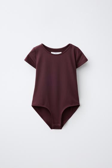 BODY EN POLYAMIDE À MANCHES COURTES - Marron de Zara