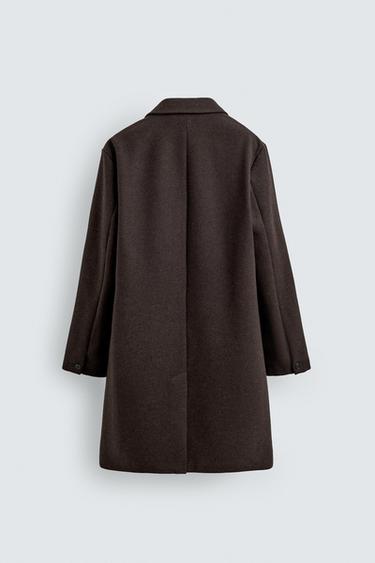 MANTEAU REGULAR FIT AVEC LAINE - Marron de Zara - Image 7