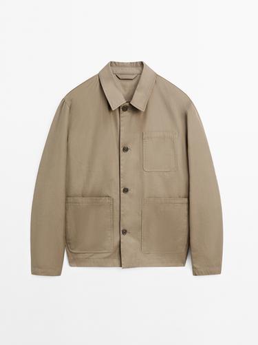 Chaqueta con bolsillos 100% algodón - Khaki de Zara