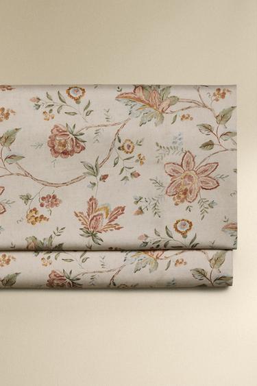 SÁBANA ENCIMERA SATÉN FLORAL (300 HILOS) - Crudo de Zara