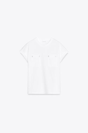 Zara POCKETS T-SHIRT - White