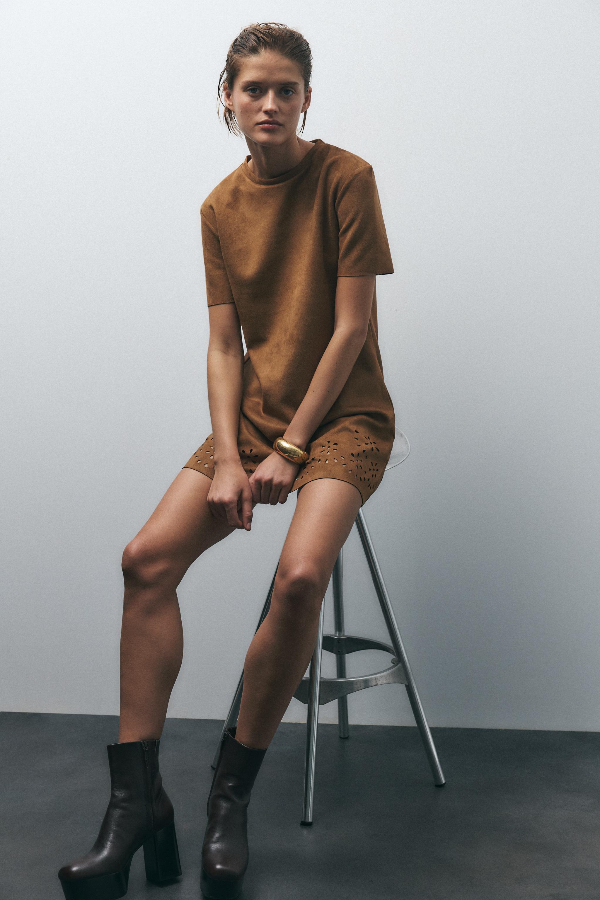 ★ZARA★ FAUX SUEDE MINI DRESS NWT Zara Faux Suede Mini Dress in Brown - Medium mini