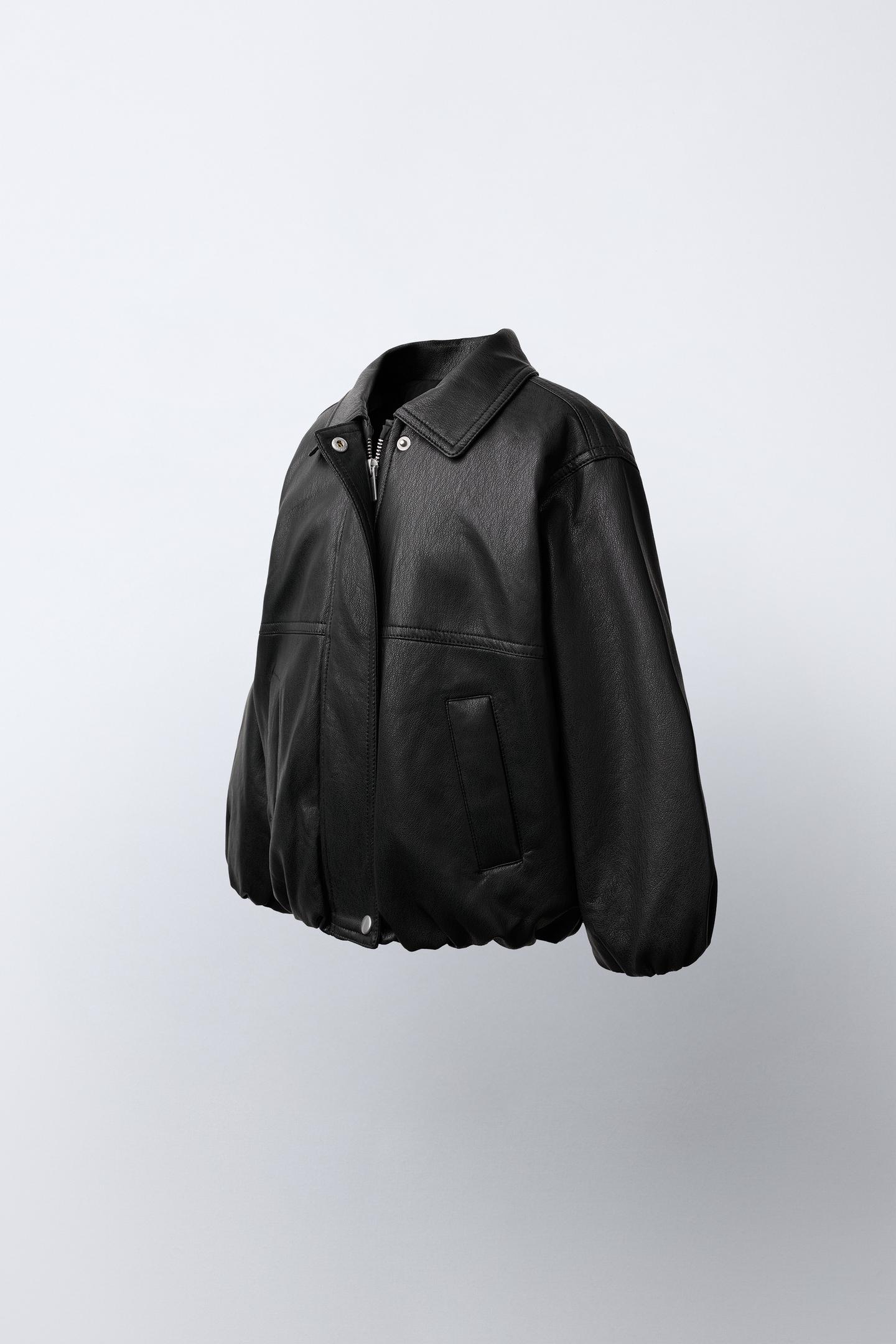 Детская куртка Zara Faux Leather Bomber, цвет: Чёрный — фото 3