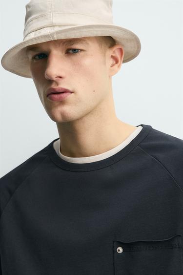 RELAXED FIT T-SHIRT WITH RIVET POCKET - Blue by Zara - Image 5
