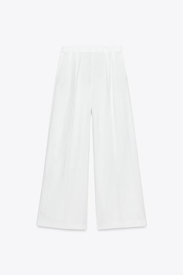 PANTALÓN PINZAS EFECTO TÉCNICO ZW COLLECTION - Blanco roto de Zara