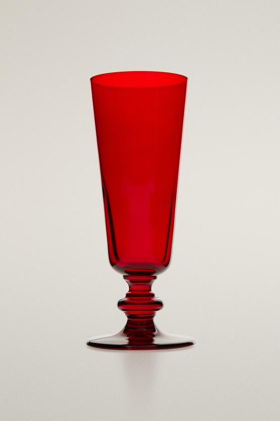 CHRISTMAS FLUTE GLASS - Red by Zara - Image 0