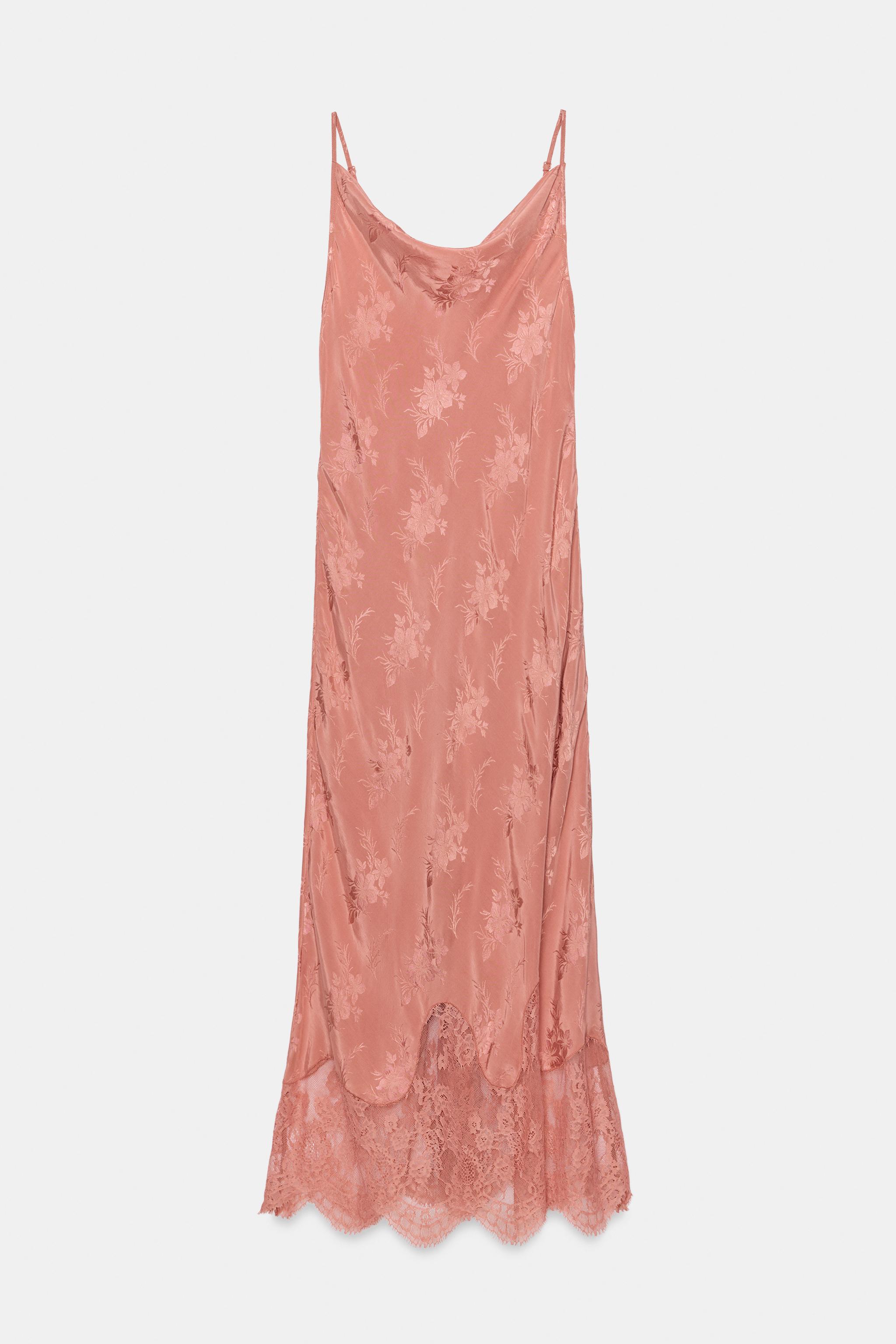 ZW COLLECTION LACE JACQUARD DRESS - Salmon | ZARA United States