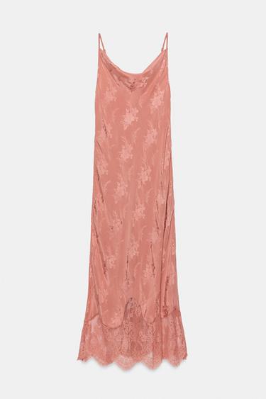 ZW COLLECTION JACQUARD LACE DRESS - Salmon by Zara