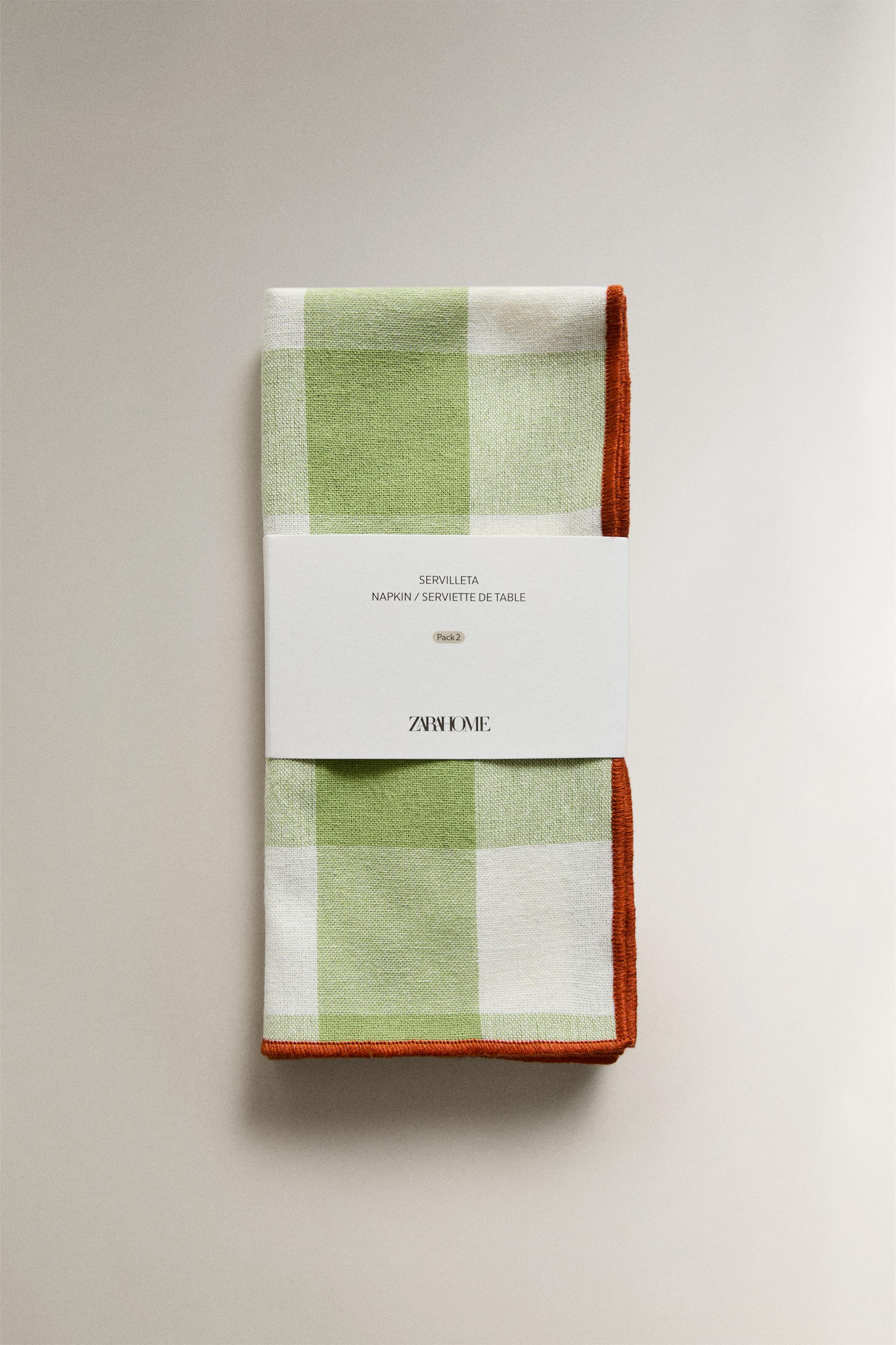 PACK OF CHECK TOPSTITCHED NAPKINS (PACK OF 2)