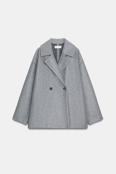 ABRIGO SOFT CRUZADO - Gris antracita de Zara