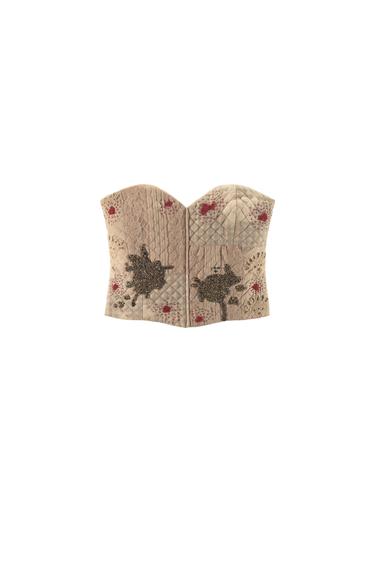 PADDED BUSTIER WITH BEADED EMBROIDERY