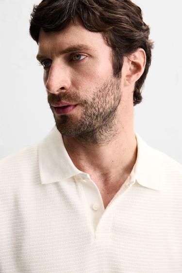 JACQUARD TEXTURED POLO SHIRT - Oyster-white by Zara - Image 5