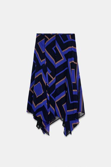JUPE MI-LONGUE ASYMÉTRIQUE IMPRIMÉE - Multicolore de Zara - Image 8