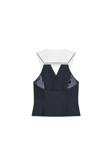PIPING DETAIL WAISTCOAT TOP - Dark navy by Zara