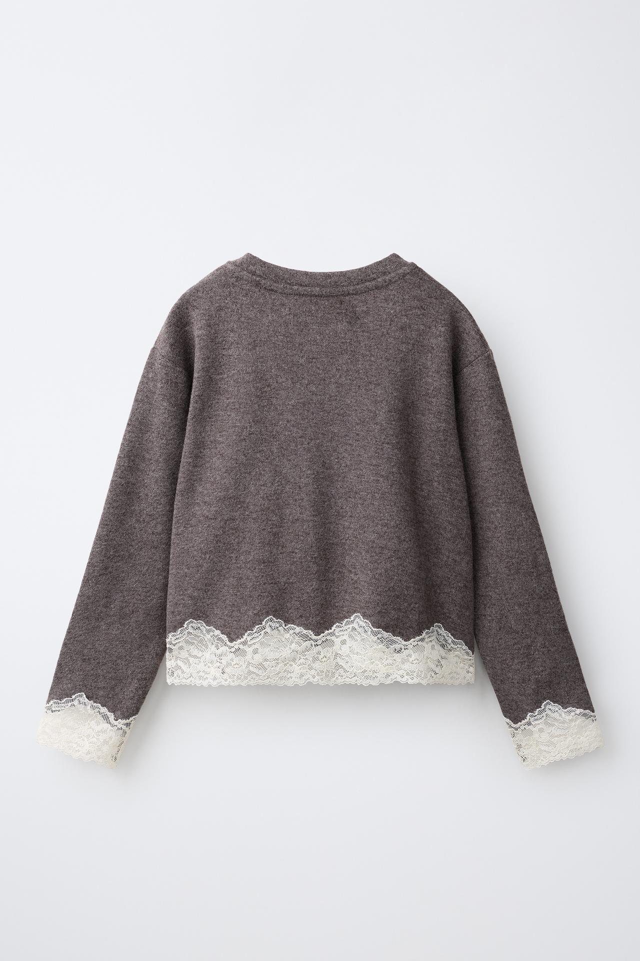 SOFT TOUCH LACE T-SHIRT — Brown