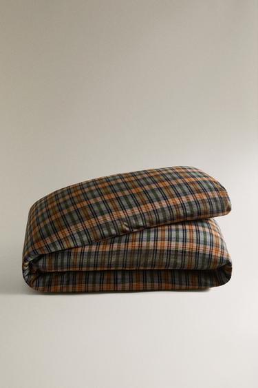 HOUSSE DE COUETTE EN FLANELLE À CARREAUX - Bleu de Zara - Image 4
