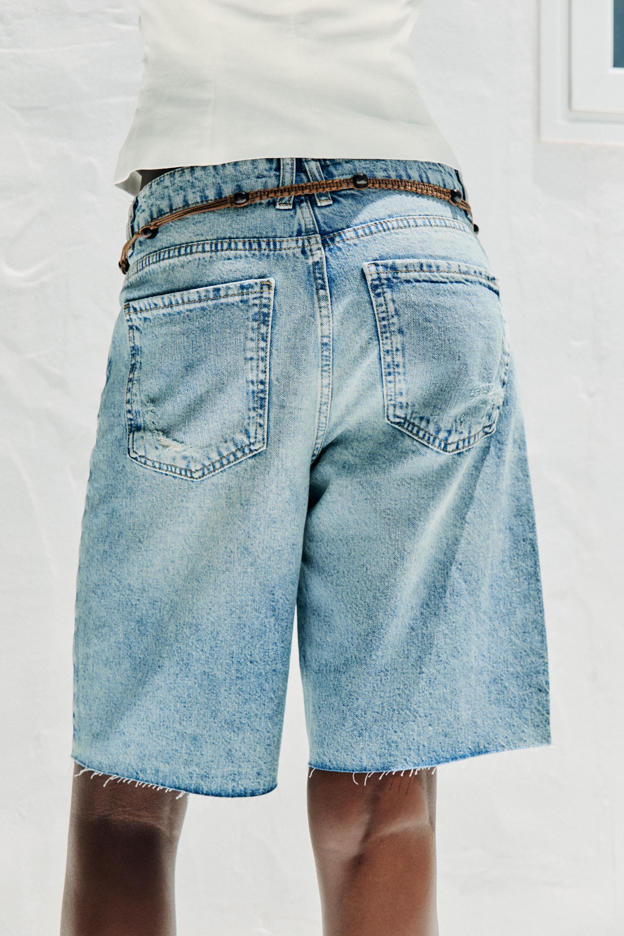 Z1975 MID-RISE DENIM BERMUDA SHORTS - Mid-blue | ZARA United