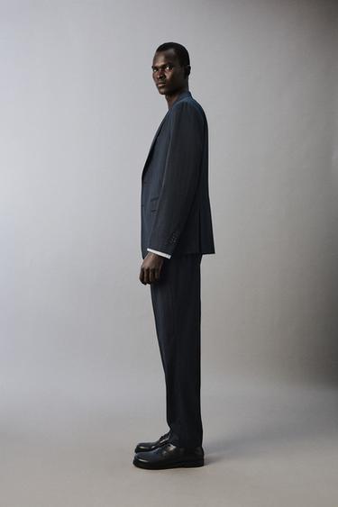 PINSTRIPE SUIT TROUSERS - Navy blue by Zara - Image 3