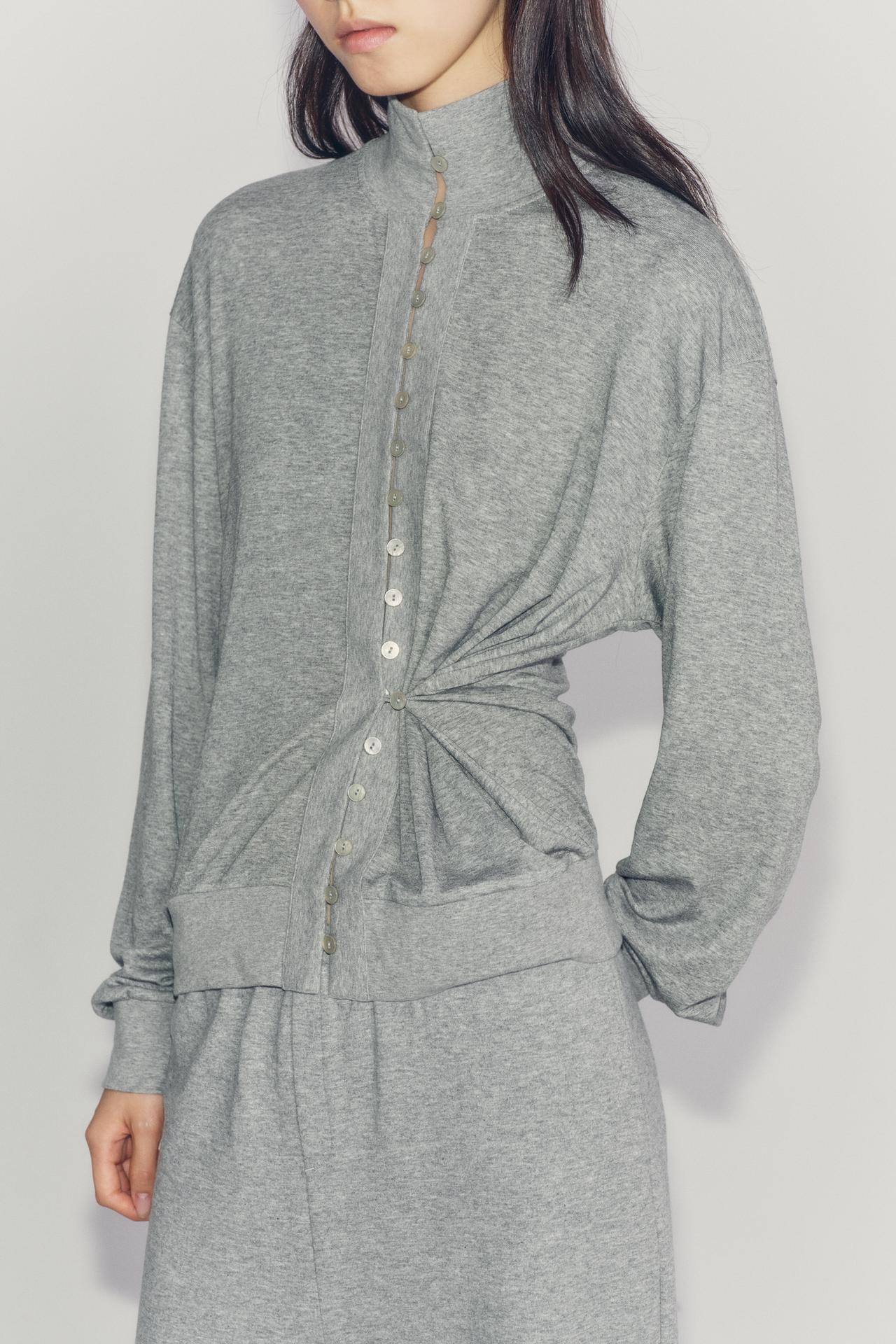 FLOWY BUTTONED JACKET — Gray