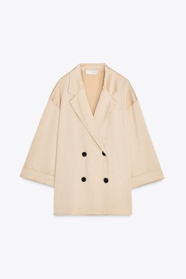 WRINKLED EFFECT DOUBLE-BREASTED BLAZER - Cava by Zara