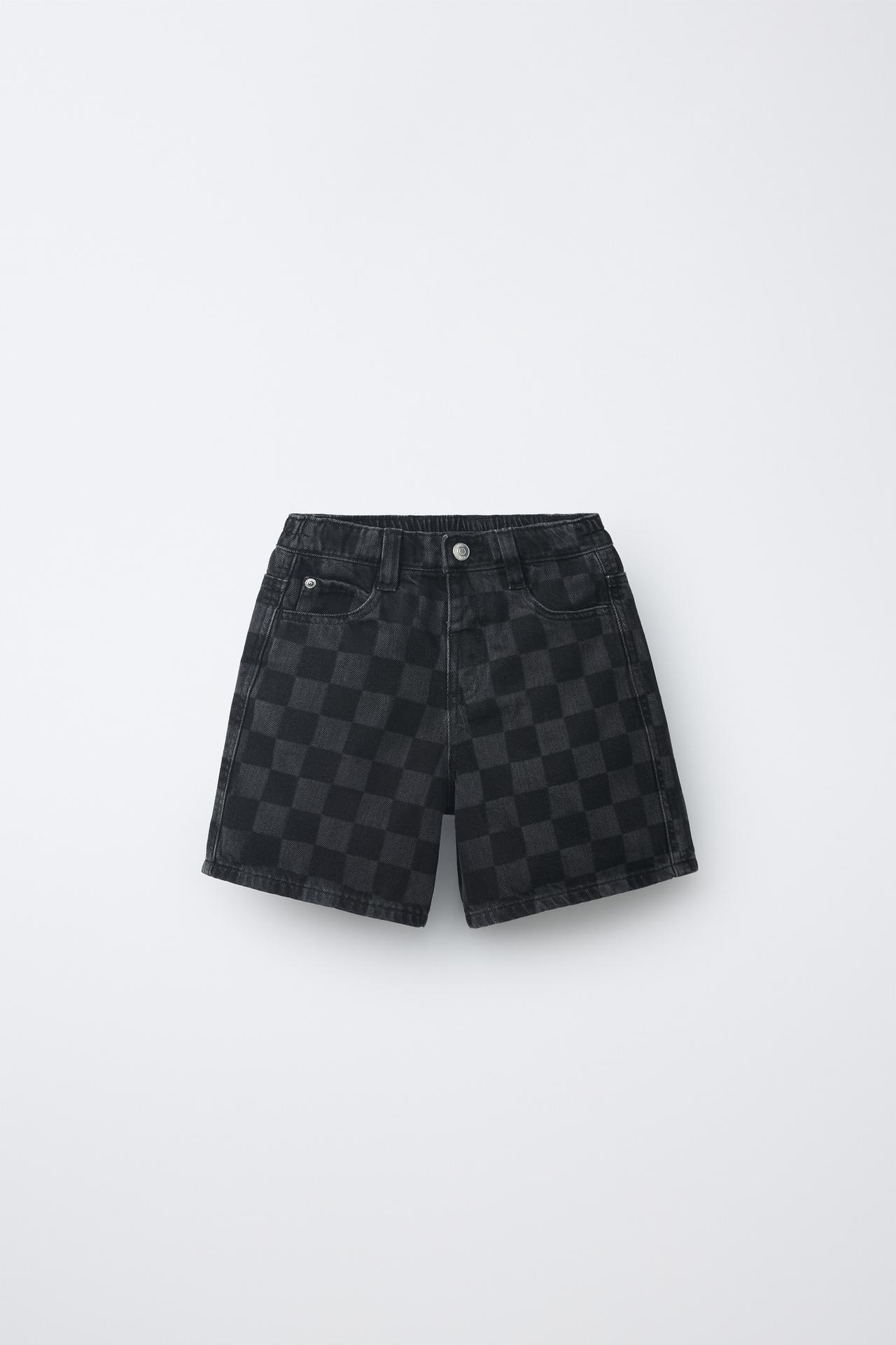 CHECKERBOARD SHORTS — Black