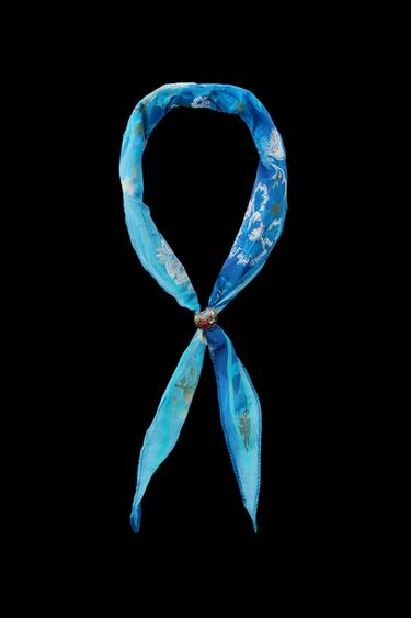 Zara HEART PATCH PRINTED BANDANA - Blue - Image 0