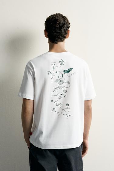 TEXTURED PRINT REGULAR FIT T-SHIRT - White by Zara