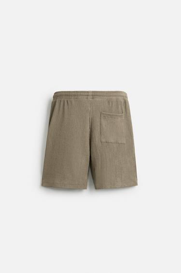IRREGULAR TEXTURED BERMUDA SHORTS - Brown / Taupe by Zara - Image 5