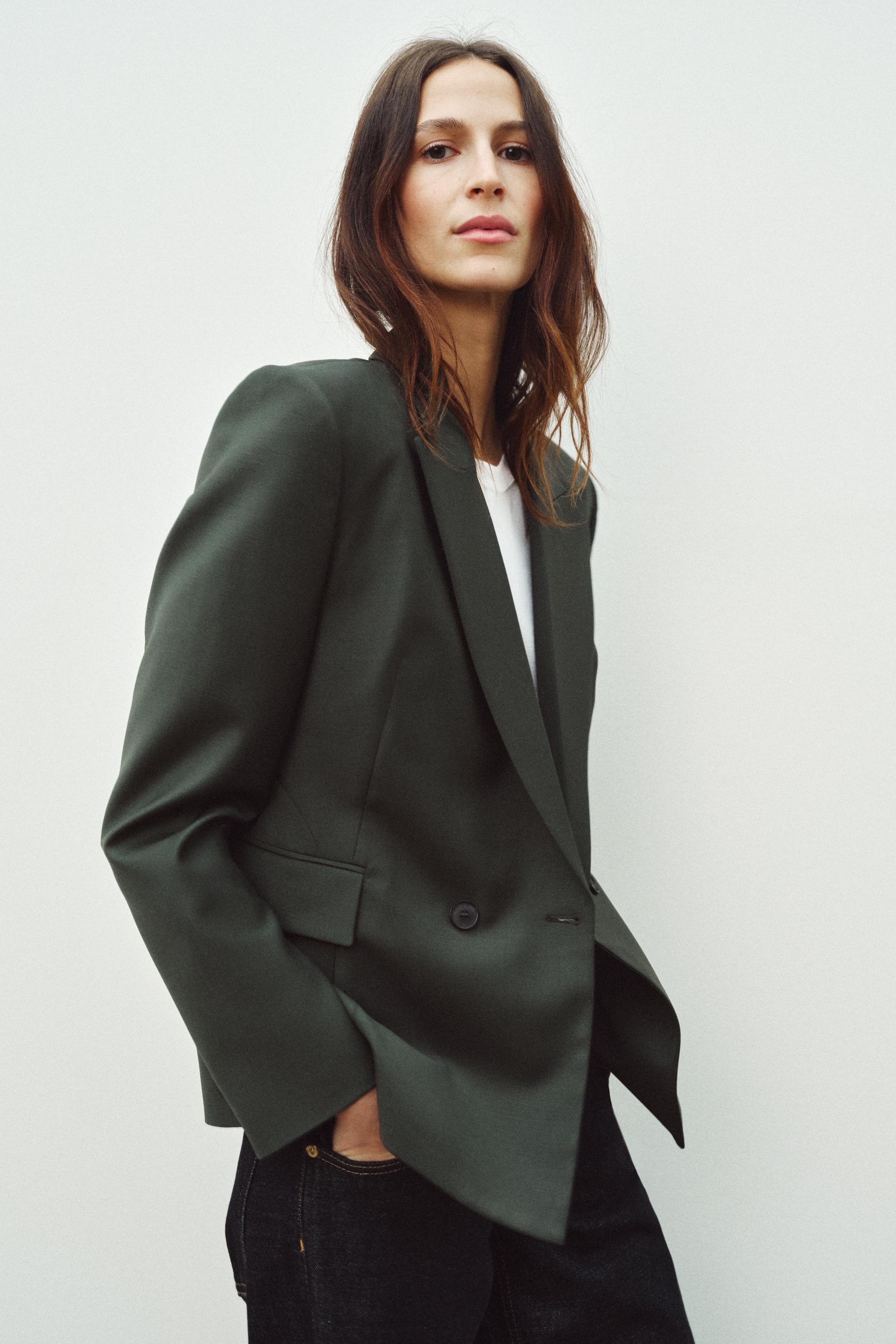 ZARA ブラック ダブルブレスト テーラードジャケット S ダブルブレストブレザー & ジャケット | メンズ | 最新