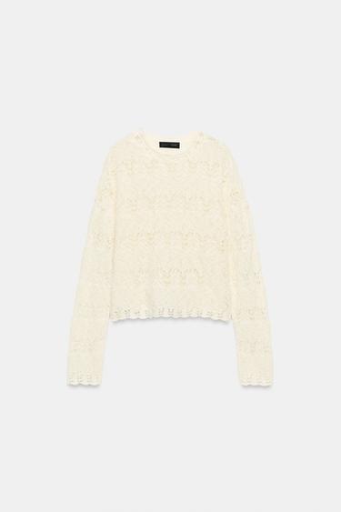POINTELLE KNIT JUMPER - Oyster-white by Zara - Image 0