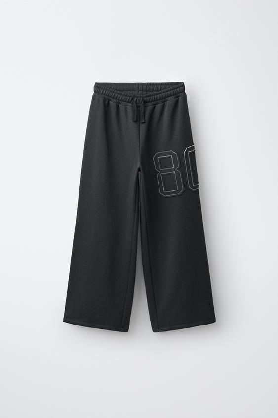 PANTALÓN WIDE LEG LENTEJUELAS - Gris antracita de Zara - Imagen 0