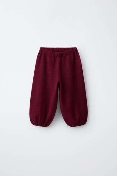 PANTALÓN BOMBACHO PUNTO CALADOS - Burgundy de Zara