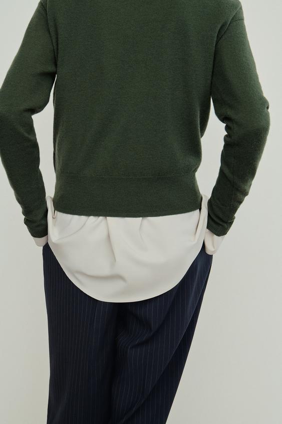 PULL 100 % LAINE EXTRA DOUX COL EN V - VERDÂTRE de Zara - Image 2