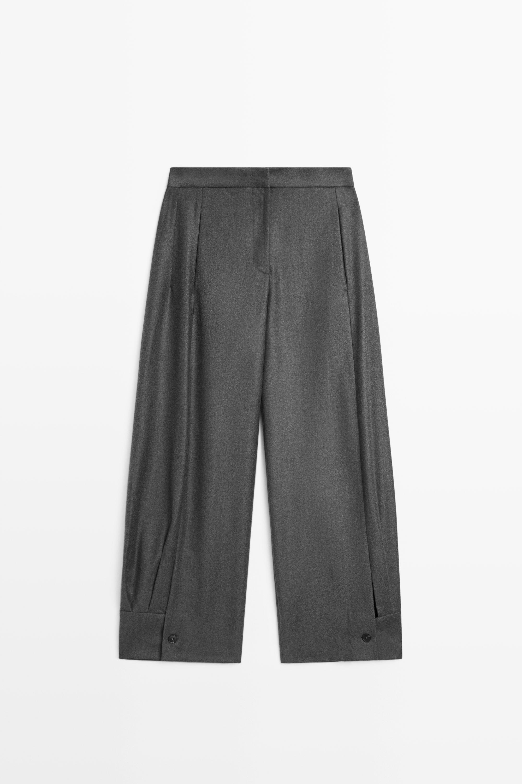Pantalon 100 % laine détail bouton bas