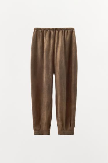 PANTALON IMPRIMÉ VOLUME - Marron de Zara - Image 6