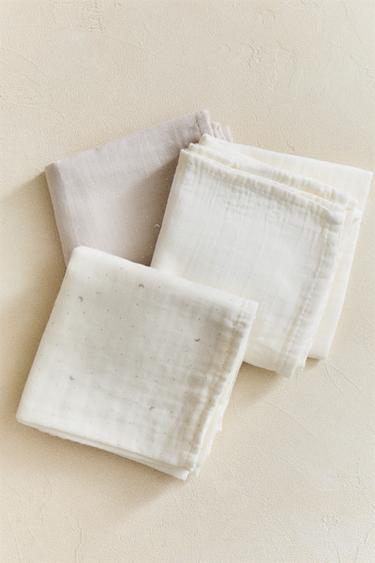 PACK OF MOON BABY MUSLIN CLOTHS (PACK OF 3) - Cream by Zara - Image 5