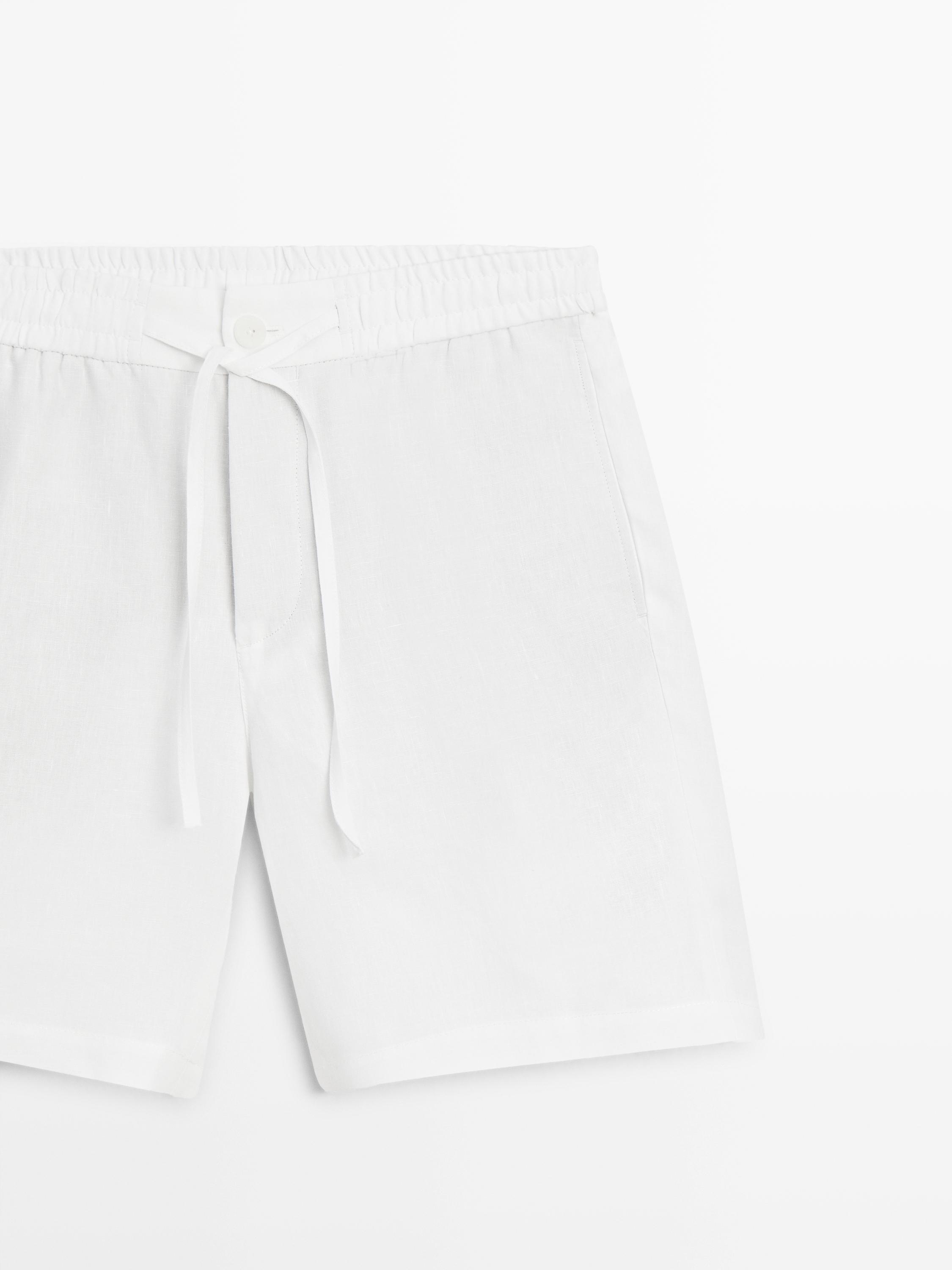 Linen jogger-fit Bermuda shorts