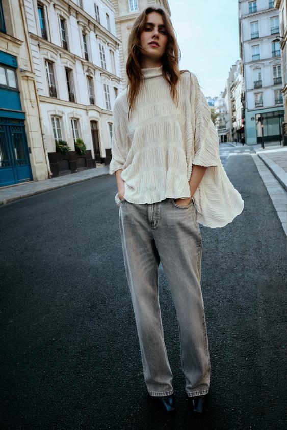 SOFT HIGH NECK CAPE TOP - Cream by Zara - Image 0