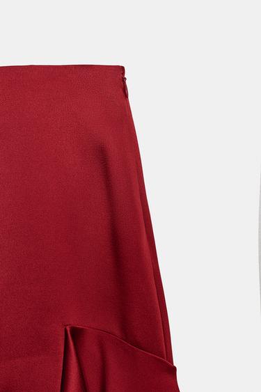 JUPE MIDI À VOLANTS ZW COLLECTION - Rouge de Zara - Image 10