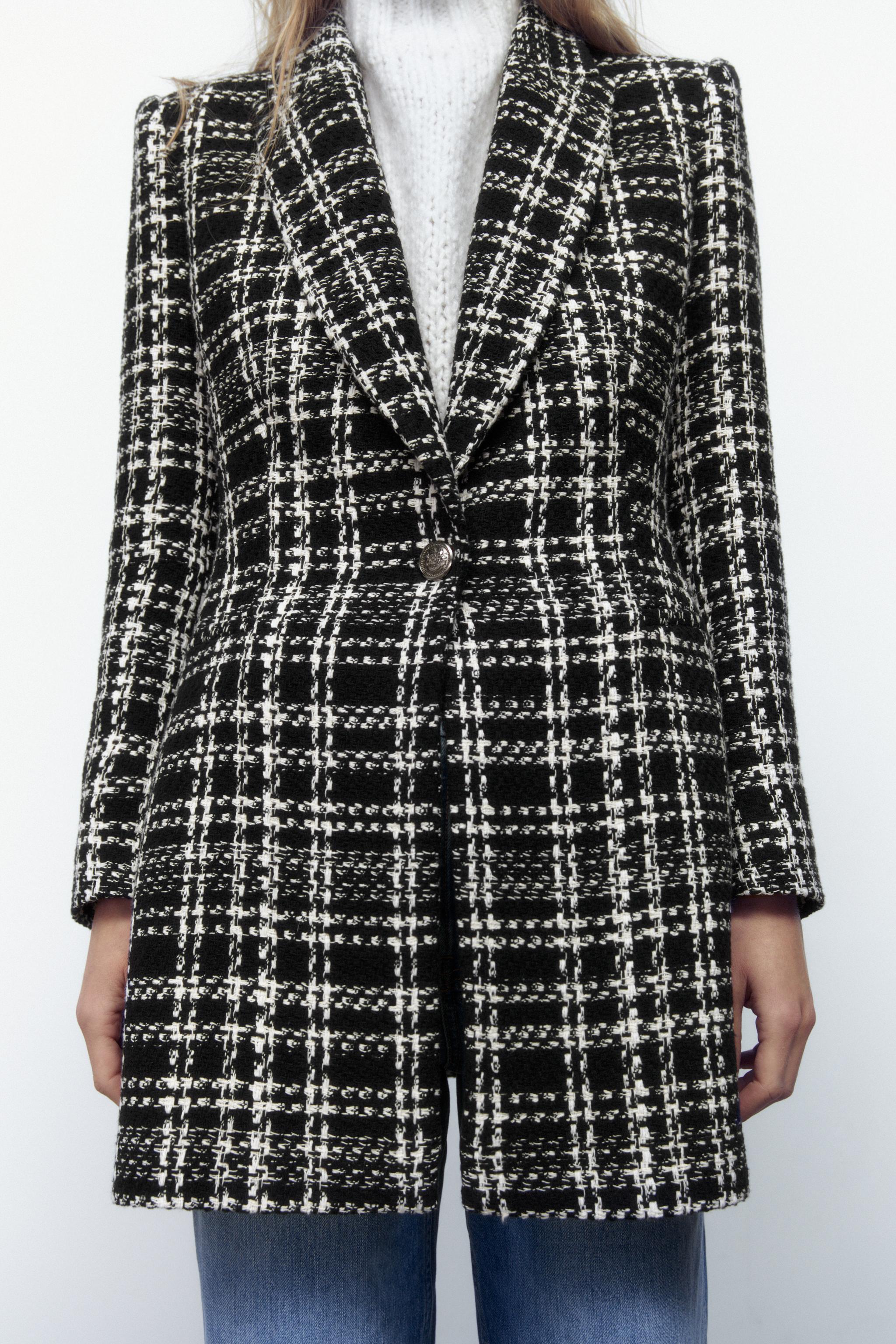 LONG STRUCTURED BLAZER - Black / Ecru | ZARA United States