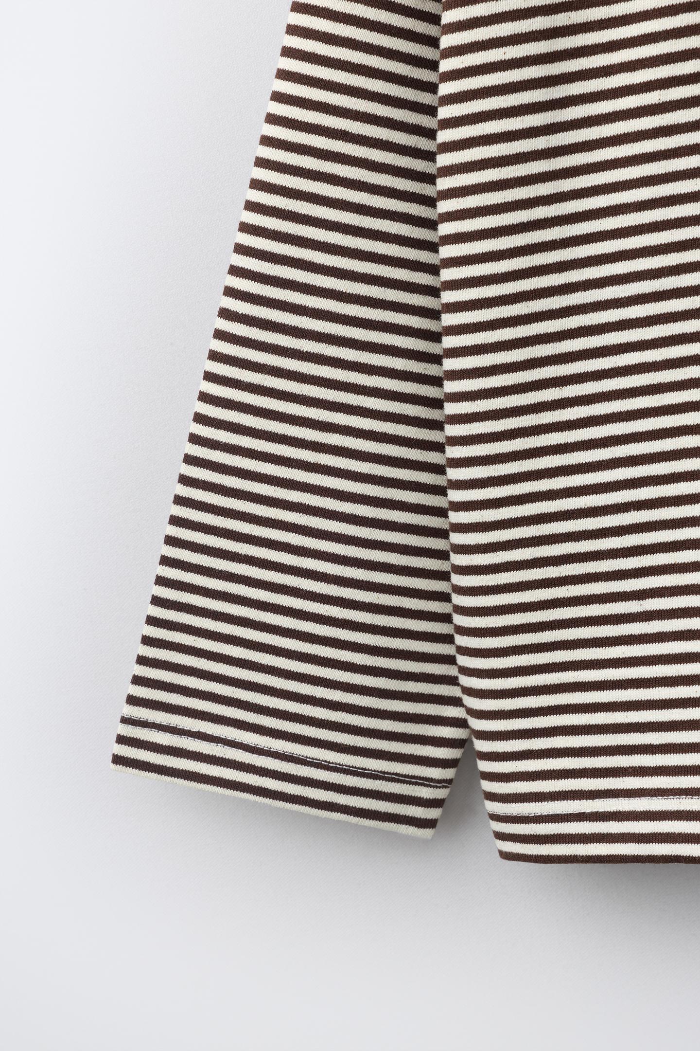 Детская футболка Zara Timeless - Striped Print, цвет: Коричневый — фото 7