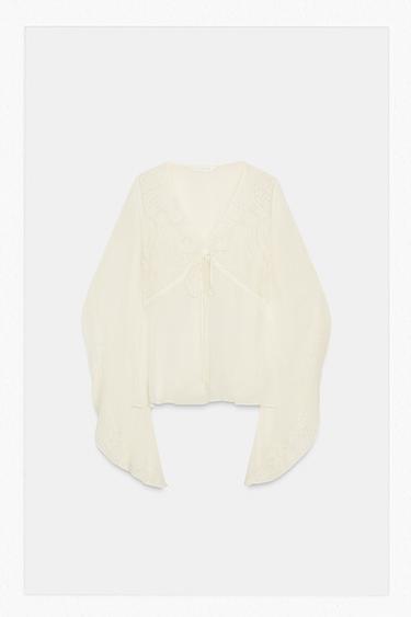 BLUSA BORDADOS ZW COLLECTION - Crudo de Zara