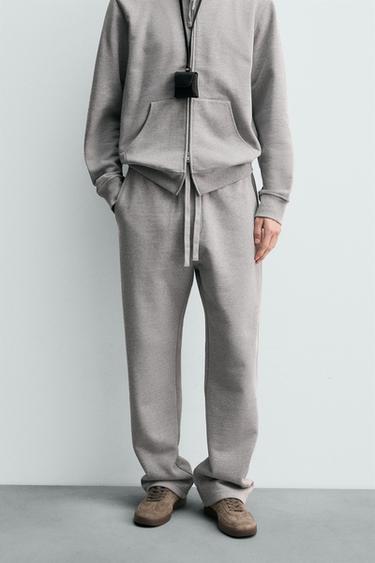Zara HEAVYWEIGHT REGULAR FIT JOGGER PANTS - Gray marl