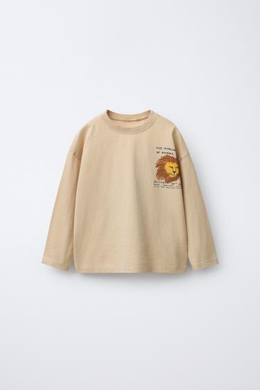 T-SHIRT MIT LÖWEN-PRINT - Beige von Zara