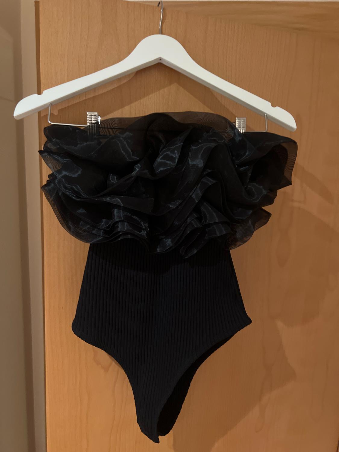 RIBBED BODYSUIT WITH ORGANZA RUFFLES - Image 2