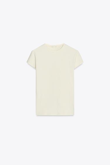 ÁO PHÔNG CHIẾT EO CỘC TAY - Kem từ Zara